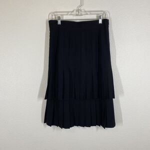 Akris Punto Skirt Womens Size 12 Pleated Wool Tiered Lined Elegant Switzerland
